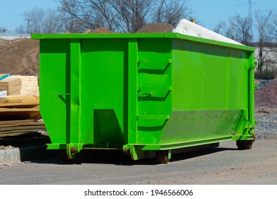 big green dumpster recycle big dirty garbage trash