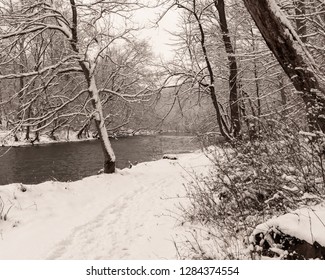 Big Gunpowder River On A Snowy Winter Day