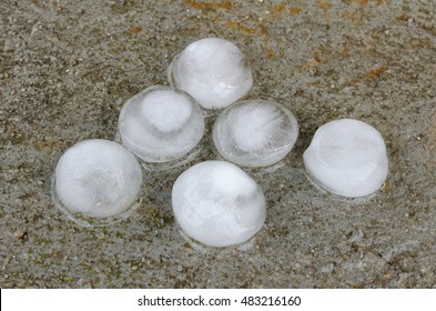 Big Hail Ice After A Heavy Storm