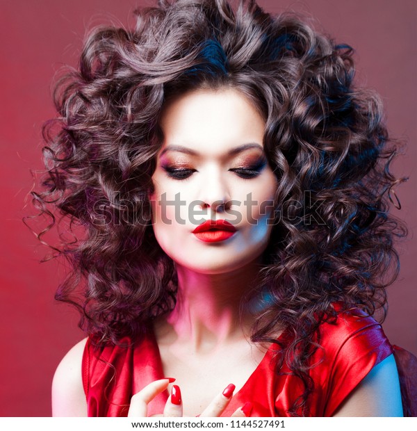 Big Hair Voluminous Curls Thick Voluminous Royalty Free Stock Image