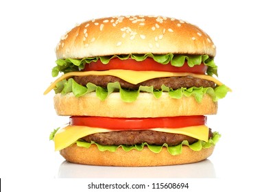 Big Hamburger On White Background