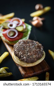 Big Hamburger Patties And Hamburger Bread