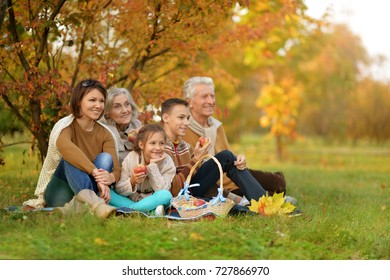 Big Happy Family On Picnic