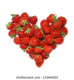 Big heart composed of strawberries.