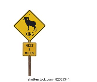 Big Horn sheep caution highway sign deep in the Nevada desert.