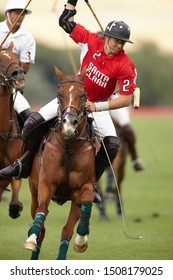 Big Horn, Wyoming - August 7th 2010: Brandon Phillips Backs The Ball At Flying H Polo Club.