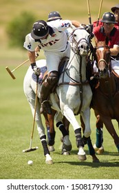 Big Horn, Wyoming - August 7th 2010: Tiger Kneece And Brandon Phillips Battle For Control Of The Ball At Flying H Polo Club.