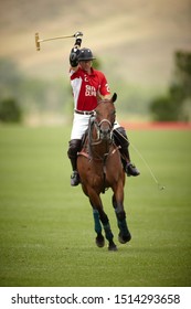 Big Horn, Wyoming - August 7th 2010: Brandon Phillips Follows Through After Hitting The Ball.