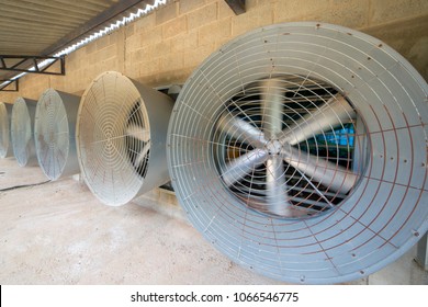 Big Industrial Cooler Fans Or Cooler Fans Big Engine In Factory For Reduced Heat In Operation.
