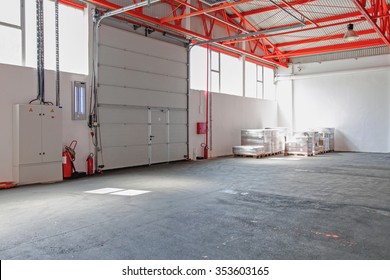 Big Industrial Garage Door At Warehouse Entrance