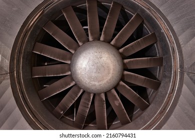 Big industrial jet fan or metal compressor blades