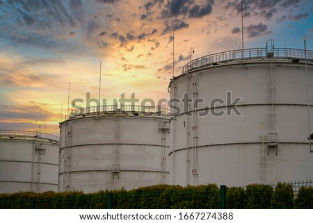 Big industrial oil tanks in a refinery base. industrial plant