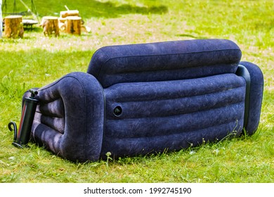 Big Inflatable Sofa For Outdoor Recreation. Summer Backyard Party.