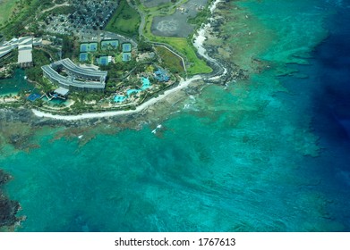 Big Island Aerial Shot - Beach Hotel, Hawaii