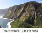 Big island Hawaii mountains and waterfall 