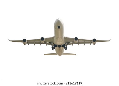 Big Jet Plane Taking Off On White Background