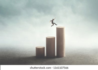 big jump to reach the top, success concept