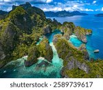 Big Lagoon and Small Lagoon at Miniloc Island near El Nido, Palawan, Philippines.