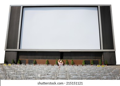 Big LCD TV With Blank Screen Isolated On White Background