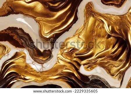 Big liquid black marble with gold textures. Luxury pattern, golden, fluid illustration. Abstract melted, golden, texture