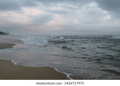 big long sprawling swath swash of beach wave water during tide on a tropical beach 