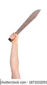 Big Machete In Hand, Isolated On White