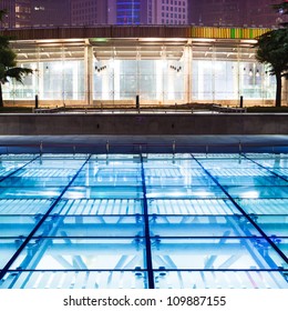 Big Mall With Glass Floor At Night