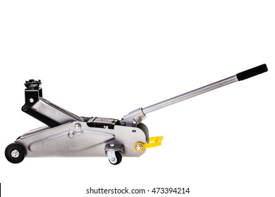a big metal car jack isolated over a white background - Shutterstock ID 473394214