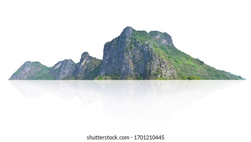 Big Mountain With Tree Isolate On White Background