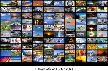 Big Multimedia Video And Image Wall Of The TV Screen
