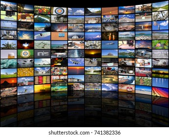 Big Multimedia Video And Image Wall Of The TV Screen