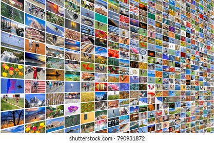 Big Multimedia Video And Image Wall Of The TV Screen
