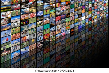 Big Multimedia Video And Image Wall Of The TV Screen