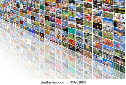 Big Multimedia Video And Image Wall Of The TV Screen