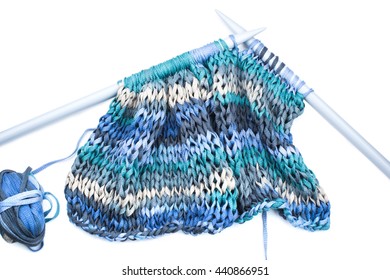 Big Needles With Knitting 