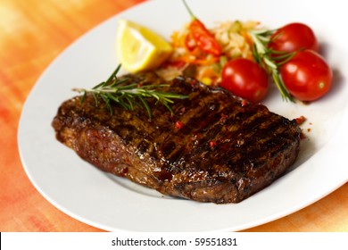 Big New York Strip Steak,grilled,with Salad