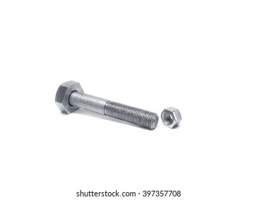 A Big Nut And A Small Bolt On White Background, One Size Does Not Fit All Concept