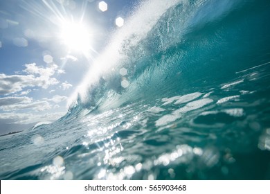 Big Ocean Wave With Bright Sun