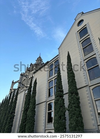 Similar – Image, Stock Photo Old building surrounded by scaffolding; walls up!