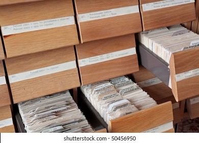 The big old wooden catalogue in library