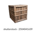 Big old wooden crate isolated on white background.