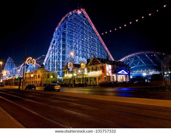 Big One Roller Coaster Ride Illuminated Stock Photo Edit Now