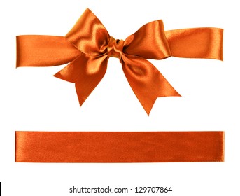 Big Orange Bow Made From Silk Ribbon
