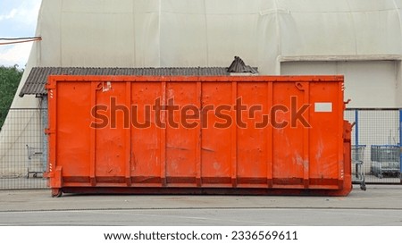 Big Orange Roll Off Dumpster Industrial Waste Management