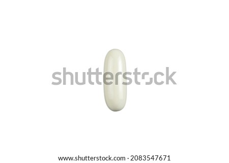 Big Oval white Pill, isolated on a white background.