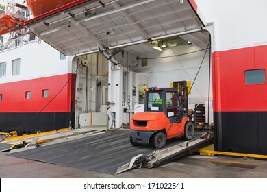 Big passenger ship loading with lift truck - Shutterstock ID 171022541