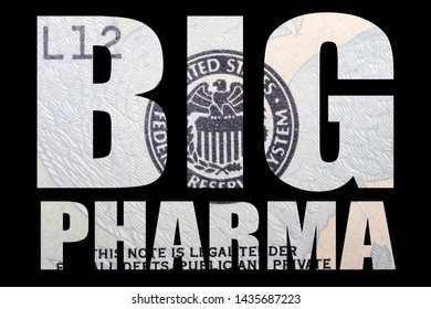 Big Pharma, Money On Black Background 