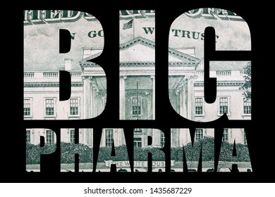 Big Pharma, Money On Black Background 