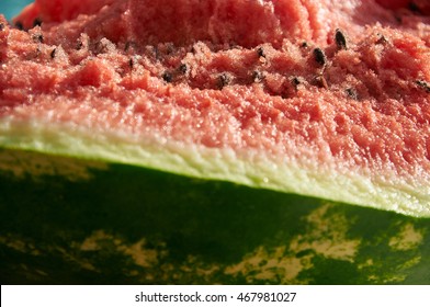 Big Piece Of Red Juicy Smashed Watermelon