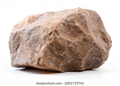 Big piece of stone isolated on white.The type of stone is red limestone